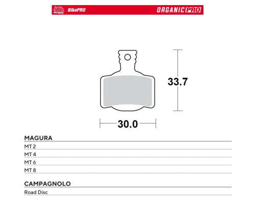 MOTO-MASTER BIKE PRO ORGANIC ВЕЛОСИПЕДНІ ГАЛЬМІВНІ КОЛОДКИ PRO PASUJE DO MAGURA MT 2, MT 4, MT 6, MT 8, CAMPAGNOLO ROAD DISC