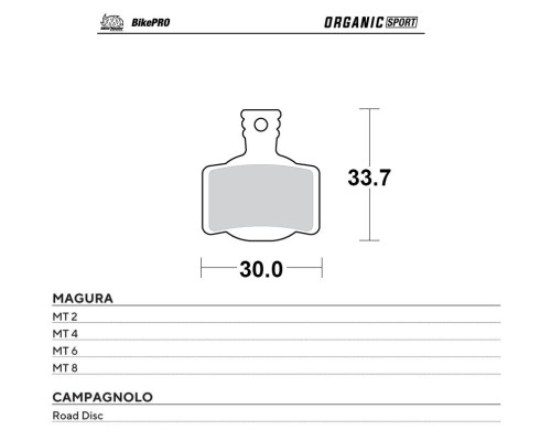 MOTO-MASTER BIKE PRO ORGANIC ВЕЛОСИПЕДНІ ГАЛЬМІВНІ КОЛОДКИ SPORT PASUJE DO MAGURA MT 2, MT 4, MT 6, MT 8, CAMPAGNOLO ROAD DISC
