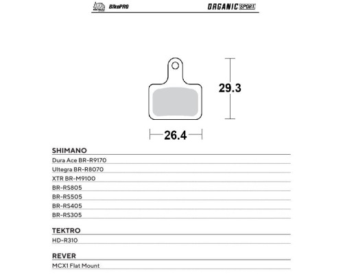 MOTO-MASTER BIKE PRO ORGANIC ВЕЛОСИПЕДНІ ГАЛЬМІВНІ КОЛОДКИ SPORT PASUJE DO PASUJE DO SHIMANO DURA ACE BR-R9170, ULTEGRA BR-R8070, XTR BR-M9100, BR-RS805, BR-RS505, BR-RS405, BR-RS305, TEKTRO HD-R310