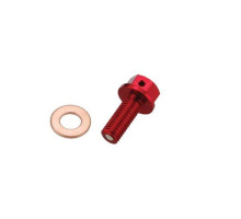 Пробка для зливу масла ACCEL HONDA CRF 450R '09-'16, SUZUKI RMZ 250 '10-'18, RMZ 450 '08-'18 (M8X1,25X20), CRF 250R '10-'18, червоний (з магнітом) (MDP-05RD)