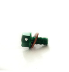 Пробка маслозливна ACCEL KAWASAKI KXF '19-20 (з магнітом) зелена (M8X1.25) (MDP-09GR)