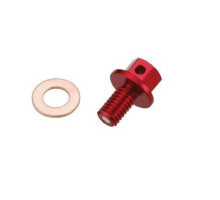 Гвинт контролю рівня масла коробки передач ACCEL HONDA CRF 250R/X '02-18, 450R '02-16, 450X '05-18 (з магнітом) червоний (MTP-01RD)