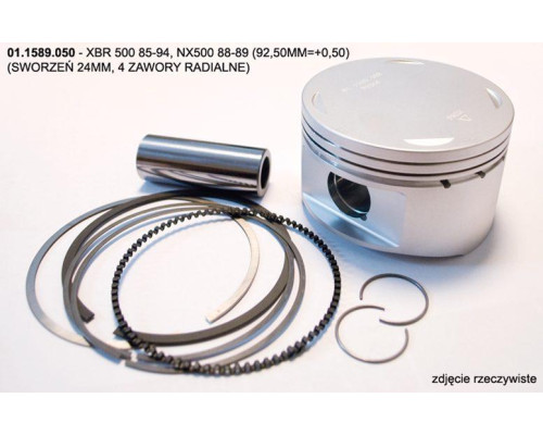 Prox Поршень HONDA xbr 500 85-94, nx 500 88-89 (92,50mm=+0,50) (24mm pin, 4 радіальних клапанів)
