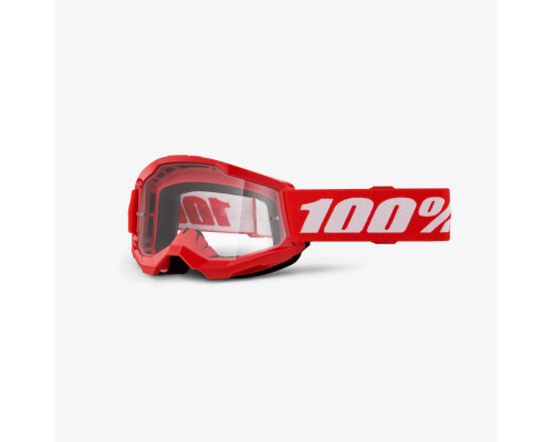 100 PERCENT Strata 2 Youth Junior Мотокросові Окуляри Прозора лінза Червоний/Білий