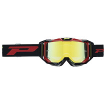 Окуляри Progrip PG3303-125 FL Motocross Anti-secret, Antifog, Anti-UV, Жовта дзеркальна лінза, Додаткова лінза, Чорний Червоний