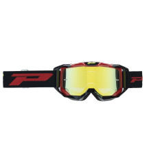 Окуляри Progrip PG3303-125 FL Motocross Anti-secret, Antifog, Anti-UV, Жовта дзеркальна лінза, Додаткова лінза, Чорний Червоний