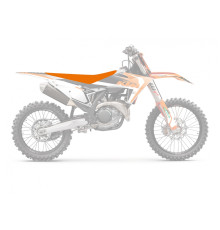 Чорний дрозд покритий бічною рамою KTM SX 85 з помаранчевою текстурою