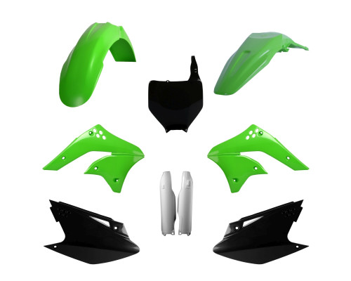 Polisport KX 250F Пластиковий комплект, деталі дивіться вище, пластина з амортизатором 2006-2008 зелений чорний, оригінальний