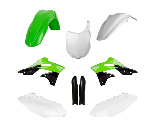 Polisport Full Kit Plastic Kit Kawasaki KX 250F 2013-2016 Tab Передня та Осі Захисту OEM Зелений Чорний Білий