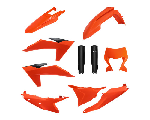 Повний комплект Polisport для пластикових деталей KTM EXC/EXC-F/XC-W/XC-WF TBI 2024-2025 в наявності, фари та амортизатор 8352500001 помаранчеві чорні, OEM 2025