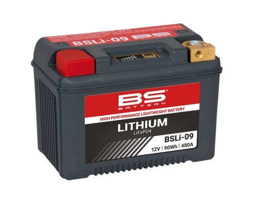 BS, BSLI-09, літій-іонний акумулятор, LiFePO4, 7.5Ah, 12.8V, 480A, 90Wh, чорний
