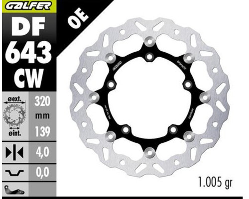 Galfer Kove 800X Pro Гальмівний диск передній Wave Floating 320x139x4 мм 2023-2025 чорний