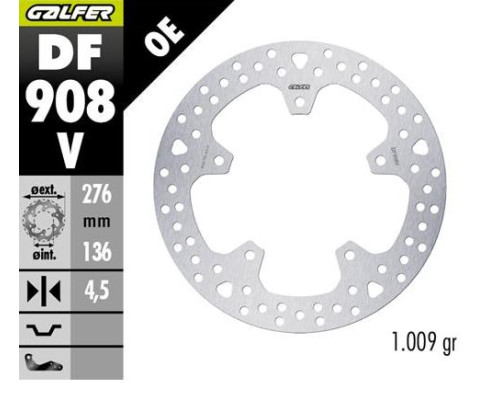 Galfer R 1300GS Adventure Гальмівний диск задній круглий 310x181x4.5 мм 2023-2025 сріблястий