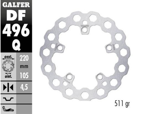 Galfer Cubiq Фіксований кузовний диск 220x105x5 мм для Yamaha YZF-R6 '03-'23, YZF-R1 '04-'23, MT-10 '16- чорний