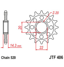 JT Зірочка передня з гумою BMW G 310 GS / R 2016-2024 стандарт -1 JTF406,15RB ланцюг 520