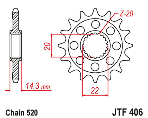 JT Зірочка передня з гумою BMW G 310 GS / R 2016-2024 стандарт -1 JTF406,15RB ланцюг 520