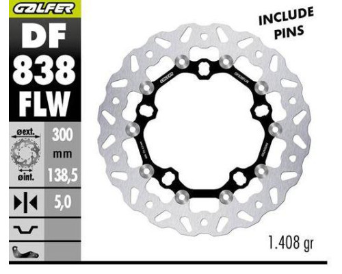 Galfer Wave Floating гальмівний диск передній 300x138x5 мм для Harley-Davidson