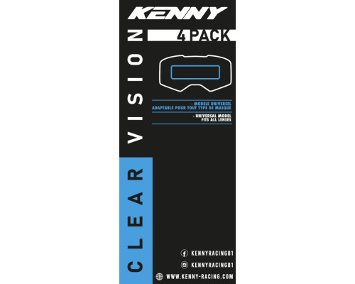 УНІВЕРСАЛЬНА ЗАХИСНА ПЛІВКА KENNY RACING VISION ДЛЯ ОКУЛЯРІВ (50 ММ X 150 ММ) (НАБІР 4 ШУКИ)