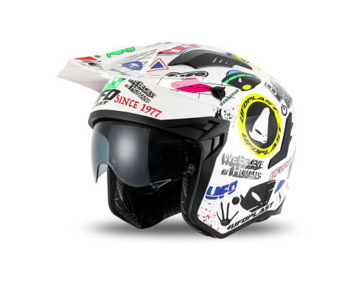 UFO HELMET SHERATAN JET / TRIAL WITH BLEND? СОНЦЕКРЕМНИЙ КОЛІР БІЛИЙ / UFO APPLICATION MIX РОЗМІР S ( ECE 22R06 ) - КОЛЕКЦІЯ 2025