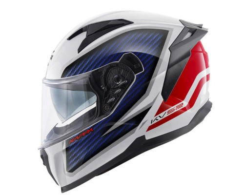 KAPPA KV52 KRONOS ШОЛОМ ІНТЕГРАЛЬНИЙ КОЛІР БІЛИЙ ЧЕРВОНИЙ BLUE CARBON LOOK РОЗМІР 56 / S (СЕРТИФІКАТ ECE 22R06)