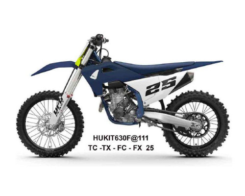 UFO 2025/04 ПЛАСТИКОВИЙ НАБІР (FULL KIT) Z КришкаMI TELESKOP?W (Амортизатор) HUSQVARNA TC 125 / 150 / 250 / 300 '25, TX 300 '25-, FC 250 / 350 / 450 '25-, FX 350 / 450 '25-, КОЛІР GRANATOWY / БІЛИЙ