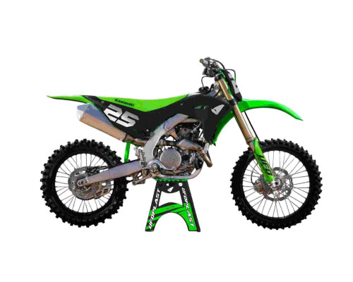 UFO 2025/04 ПЛАСТИКОВИЙ НАБІР (FULL KIT) Z КришкаMI TELESKOP?W (Амортизатор) KAWASAKI KXF 250 '25-, KXF 450 '24-'25 КОЛІР ЧОРНИЙ / ZIELONY
