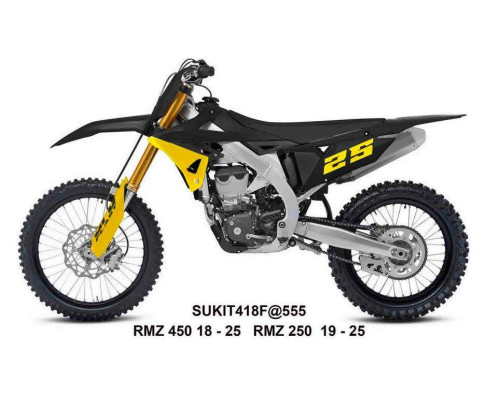 UFO 2025/04 ПЛАСТИКОВИЙ НАБІР (FULL KIT) Z КришкаMI TELESKOP?W (Амортизатор) SUZUKI RMZ 250 '19-'25, RMZ 450 '18-'25 КОЛІР ???ЗАДНІ/ ЧОРНИЙ