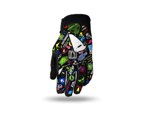 UFO 2025/09?SKYLINE KIDS MOTOCROSS GLOVES КОЛІР ЧОРНИЙ / UFO APPLICATION MIX РОЗМІР M - КОЛЕКЦІЯ 2025