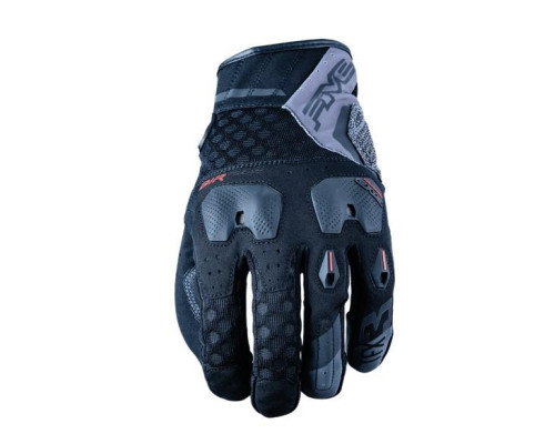 FIVE GLOVES RĘKAWICE SKÓRZANO-TEKSTYLNE TFX3 AIRFLOW KOLOR CZARNY/SZARY ROZMIAR 10 (L)