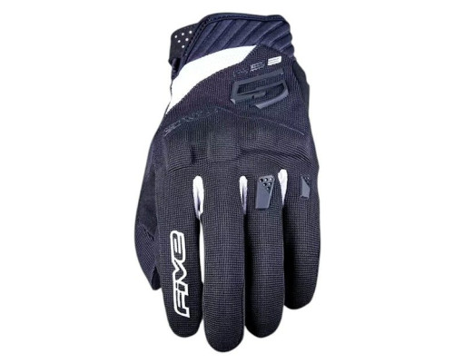 FIVE GLOVES RĘKAWICE TEKSTYLNE DAMSKIE RS3 EVO WOMAN KOLOR CZARNY/BIAŁY ROZMIAR 9 (M)