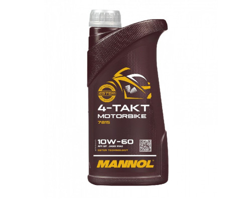 МОТОРНА ОЛИВА MANNOL 4T МОТОЦИКЛЕТНА 10W60 1Л СИНТЕТИЧНА ЕФІРНА ТЕХНОЛОГІЯ (JASO MA/MA2) (7815) (20)