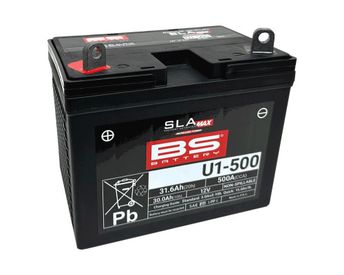 BS 2025/08 АКУМУЛЯТОР U1-500 MAX (FA) 12V 30AH 195X125X176 НЕ ПОТРЕБУЄ ОБСЛУГОВУВАННЯ - ЗАЛИВНЕНИЙ (ЗБІЛЬШЕНИЙ ПУСКОВИЙ СТРУМ) (500A) ATV / UTV POLARIS / YAMAHA (1)