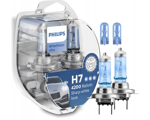 PHILIPS PROMOTION H7 12V 55W PX26D WHITE VISION ULTRA (ІНТЕНСИВНИЙ БІЛИЙ ЕФЕКТ) ЛАМПОЧКИ (ДВІ H7 + 2 W5W)