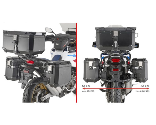 БІЧНИЙ СТІЙКА ДЛЯ КОФРА KAPPA 2025/05 MONOKEY CAM SIDE HONDA CRF 1100 L AFRICA TWIN '20-'25 / ADVENTURE SPORT '20-'25 - ДЛЯ АЛЮМІНІЄВОГО КОРПУСА KVG K'VOYAGER - ПРАВА ВСТАВА KVGS33