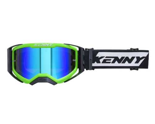 Окуляри KENNY RACING PERFORMANCE EVO 2 з неоново-зеленими дзеркальними лінзами - флуоресцентно-зелені/білі/чорні
