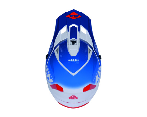 Шолом Kenny Racing для кросу/ендуро, трековий, графіка Focus Patriot, колір білий/синій/червоний, розмір M