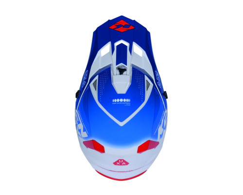 Шолом Kenny Racing для кросу/ендуро з написом Focus Patriot, колір білий/синій/червоний, розмір XL