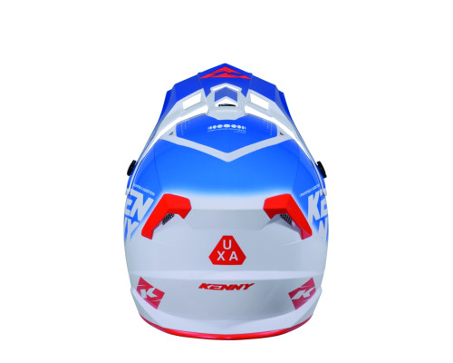 Шолом Kenny Racing для кросу/ендуро з написом Focus Patriot, колір білий/синій/червоний, розмір XL
