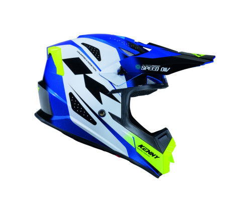 Шолом Kenny Racing для кросу/ендуро, трек, графіка, швидкість, неоново-синій, колір, синій/білий, жовтий, розмір XL