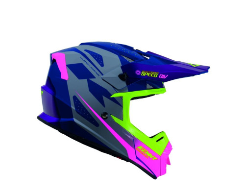 Шолом Kenny Racing для кросу/ендуро з графікою для треку, швидкісний, фіолетовий, рожевий, колір фіолетовий/рожевий/жовтий, розмір S