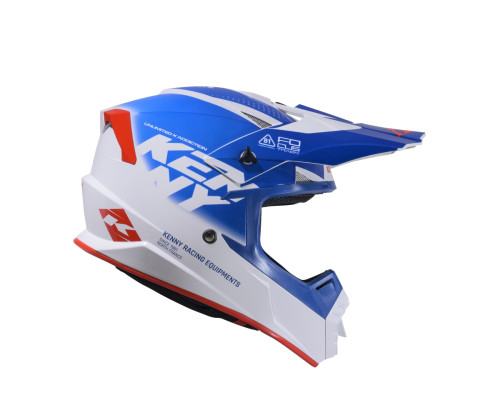 Шолом KENNY RACING для кросу/ендуро, дитячий/юніорський, з графікою FOCUS PATRIOT, колір синій/білий/червоний, розмір S (47-48 см)