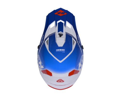 Шолом KENNY RACING для кросу/ендуро, дитячий/юніорський, з графікою FOCUS PATRIOT, колір синій/білий/червоний, розмір S (47-48 см)
