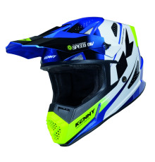 Шолом KENNY RACING для кросу/ендуро, дитячий/юніорський, з графікою, швидкісний, неоново-синій, синій/білий, жовтий, розмір M (49-50 см)