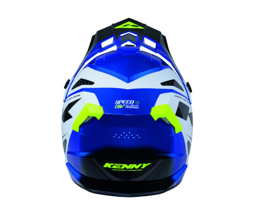 Шолом KENNY RACING для кросу/ендуро, дитячий/юніорський, з графікою, швидкісний, неоново-синій, синій/білий, жовтий, розмір S (47-48 см)