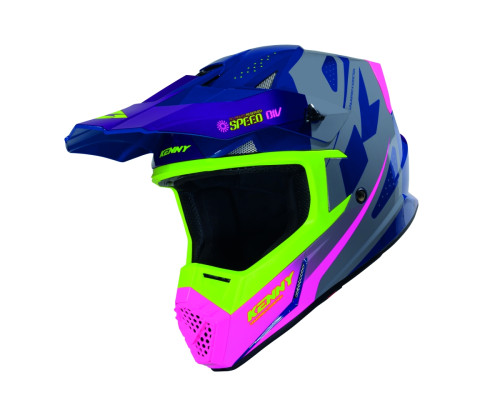 Шолом Kenny Racing для кросу/ендуро, дитячий/юніорський, з графікою, швидкісний, фіолетовий/рожевий, колір: фіолетовий/рожевий/жовтий, розмір S (47-48 см)