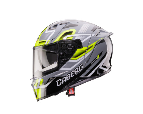 Шолом повного захисту CABERG 2026 з козирком, модель AVALON X BRAMA, колір чорний/флуоресцентний жовтий/сірий, розмір XL