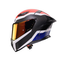 Шолом повного захисту CABERG 2026 з козирком, модель DRIFT EVO II CARBON CBR, колір чорний/синій/червоний, матовий, розмір M