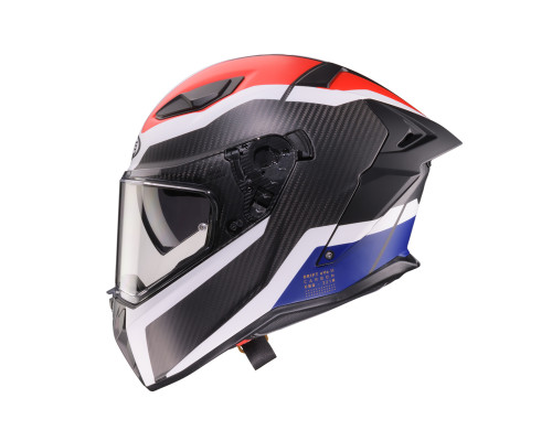 Шолом CABERG 2026 Full Face з козирком, модель DRIFT EVO II CARBON CBR, колір чорний/синій/червоний, матовий, розмір S