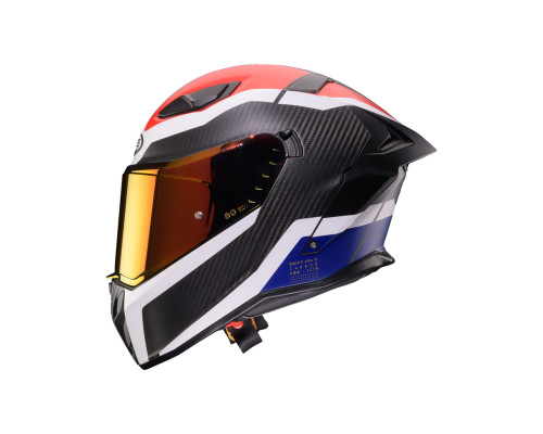 Шолом повного захисту CABERG 2026 з козирком, модель DRIFT EVO II CARBON CBR, колір чорний/синій/червоний, матовий, розмір XL