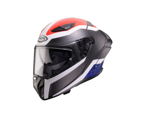 Шолом повного захисту CABERG 2026 з козирком, модель DRIFT EVO II CARBON CBR, колір чорний/синій/червоний, матовий, розмір XL